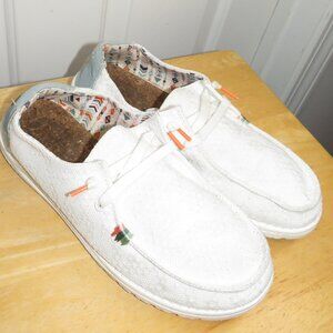 Hey Dude Wendy Boho White Crochet Women's Size 10 Slip On Casual Walking Shoes